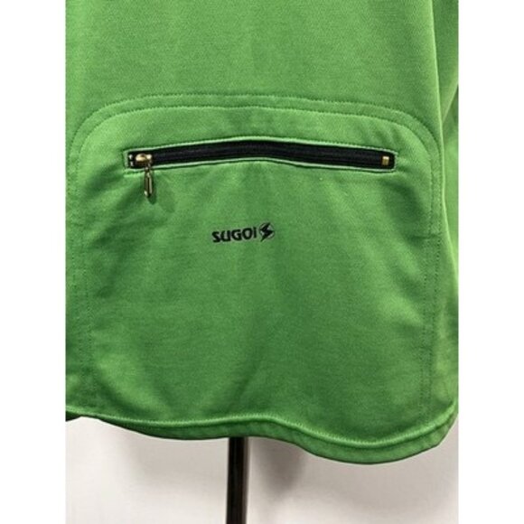 Men’s Size XL Sugoi Cycling Jersey Shirt Solid Green 1/4 Zip Back Pocket - Picture 5 of 11